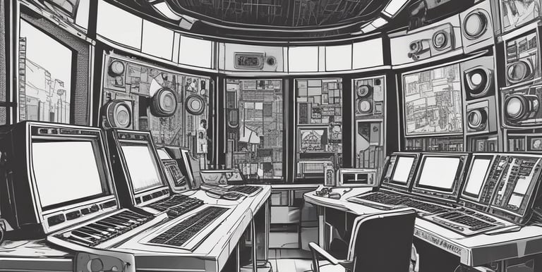 Musicians recording in a professional studio with advanced audio equipment.