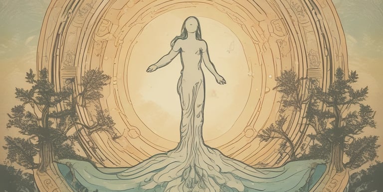 A close-up of hands gently holding vibrant herbal remedies, glowing with sacred energy.