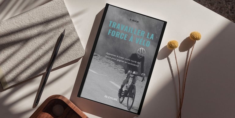 E-book titled Travailler la force à vélo, a guide for cycling power and strength training.