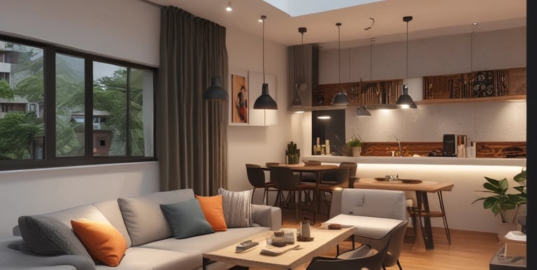 Friendly real estate agent showing documents to a happy couple in a bright office.