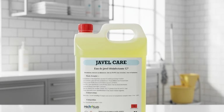 Bidon JAVEL CARE 5L, eau de javel désinfectante 12° pour l’entretien professionnel