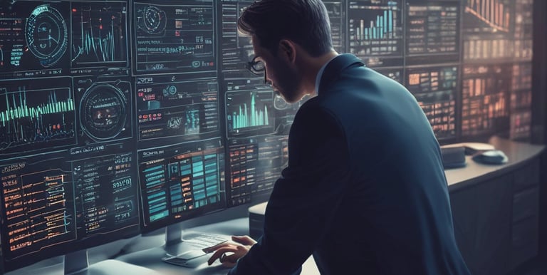 A professional consultant discussing trading strategies with a client in a modern office.