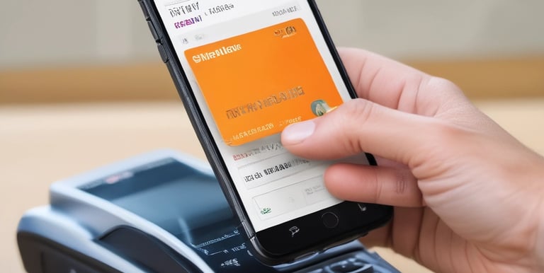 A developer working on a mobile banking app interface on a laptop.