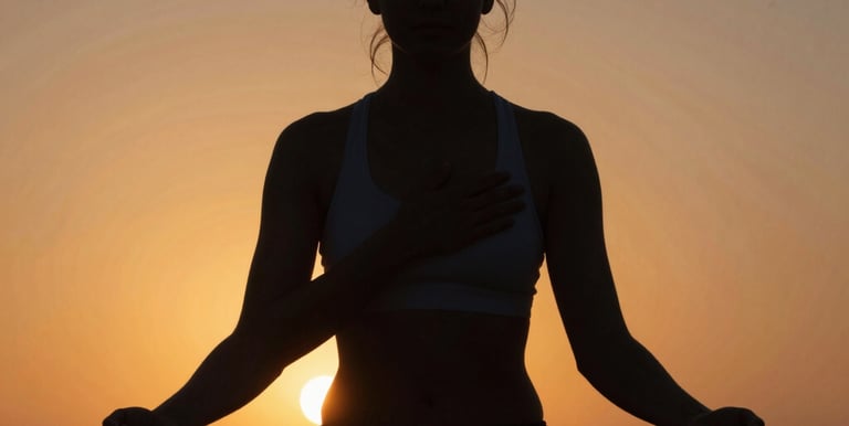 Close-up of hands practicing deep breathing exercises in a peaceful setting.