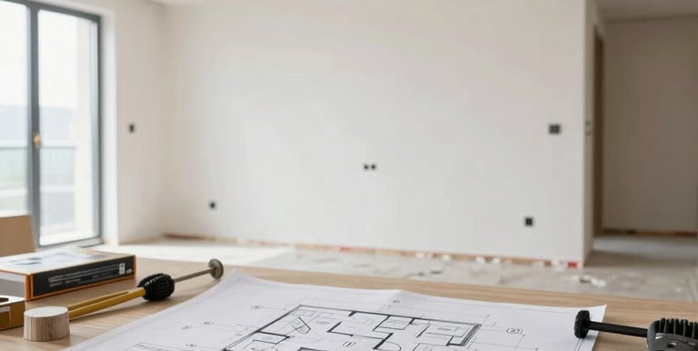 Hands shaking over a property contract with a backdrop of a renovated building.