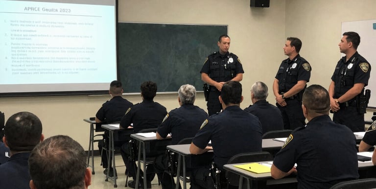 Close-up of hands reviewing detailed police department strategy documents.