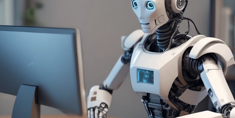 Close-up of a digital assistant interface automating emails on a modern workspace.