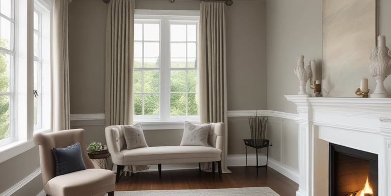 A painter carefully applying bright red paint to a modern home's exterior wall.