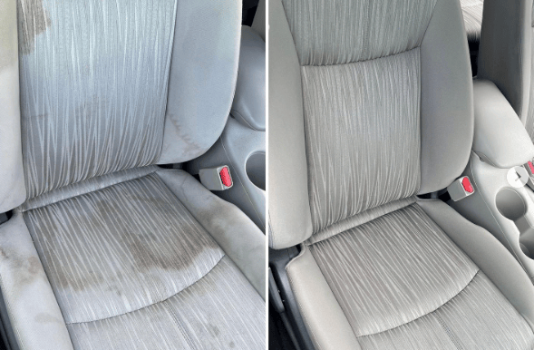 a car seat with a seat cushion and a seat cushion