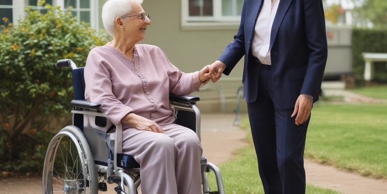 A cheerful senior enjoying a home-cooked meal prepared with love in a bright kitchen.