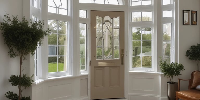 Une belle baie vitrée ou une porte d'entrée design qui donne envie.