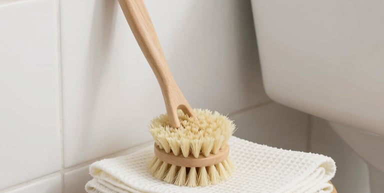 A professional cleaner organizing shelves in a bright, tidy office space.