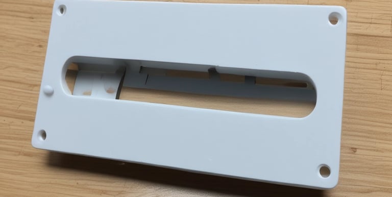 Finished 3D printed car parts arranged neatly on a workshop table.