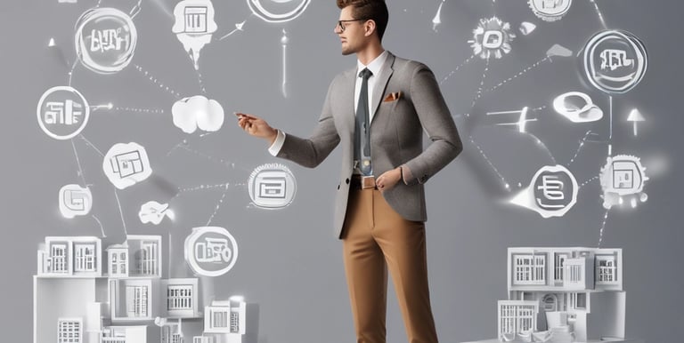 Black and white photo of a focused person working on a laptop with sales charts on the screen.