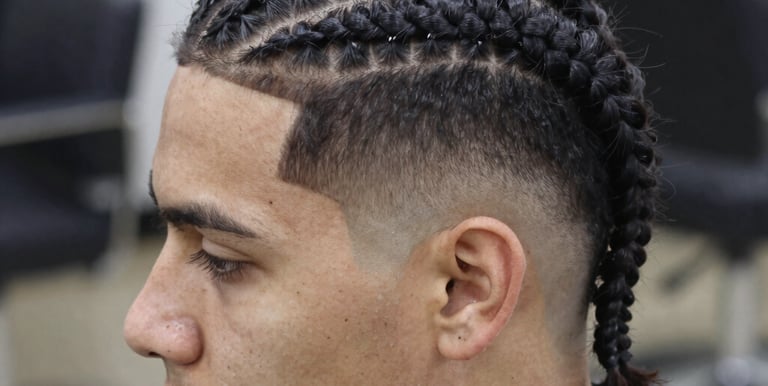 A vibrant salon chair surrounded by colorful hair care products and natural hair styling tools.
