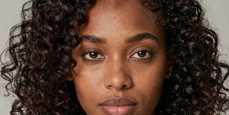A vibrant salon chair surrounded by colorful hair care products and natural hair styling tools.