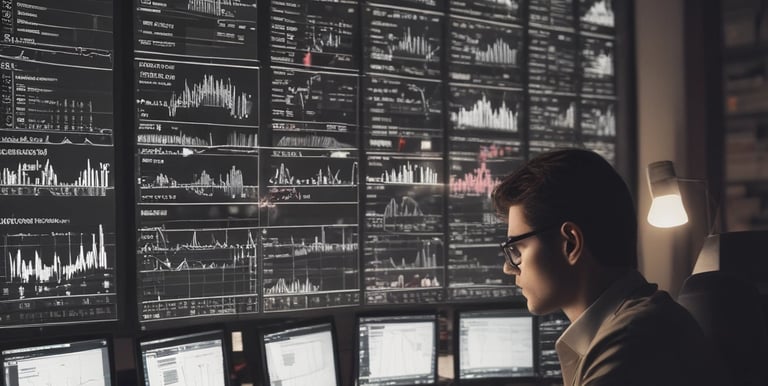 Close-up of a data analyst working on a laptop with geo ranking analytics displayed on screen.
