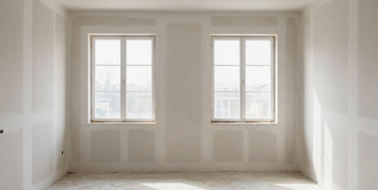 Technicians carefully restoring a water-damaged home using sustainable materials.