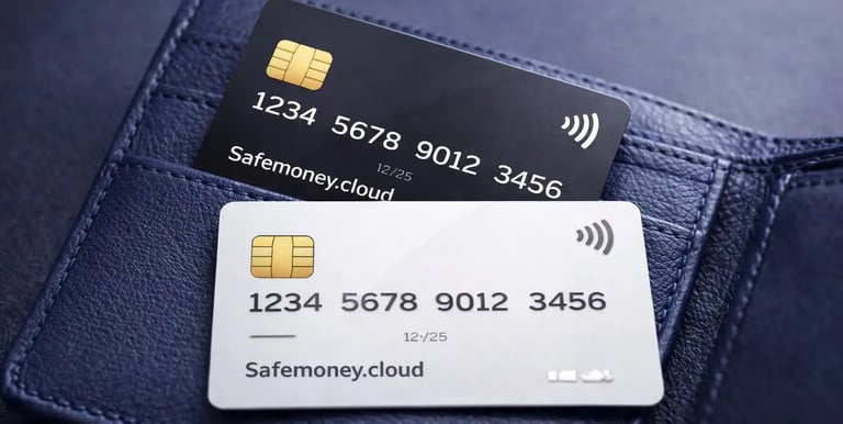 black and white safemoney cloud payment cards navy wallet secure protection worldwide