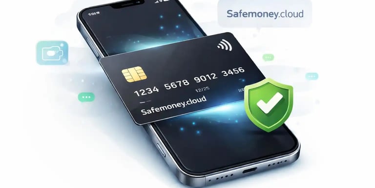 virtual card mobile control payment card on smartphone secure safemoney cloud mobile wallet online purchases protection
