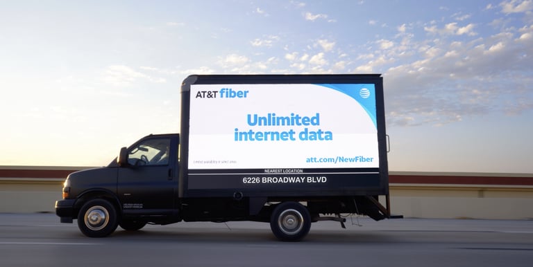 Mobile billboard truck on the highway