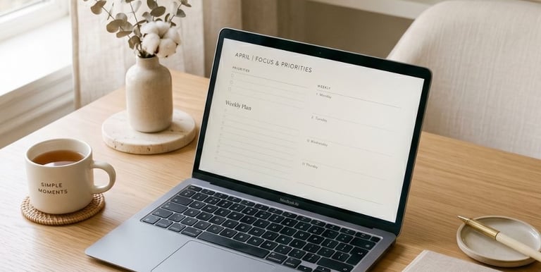 Workspace with laptop and notebook for planning income beyond beauty client appointments