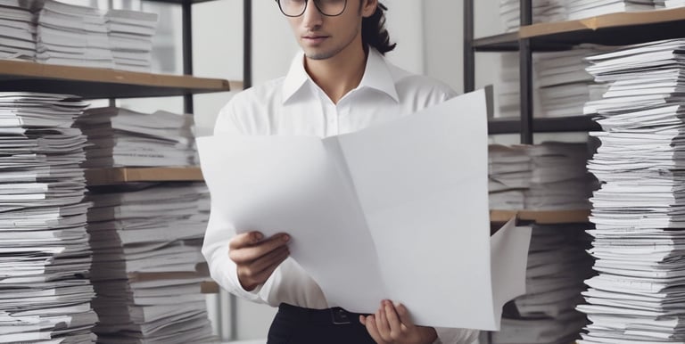Team members collaborating in a modern office space with charts and reports displayed on screens.