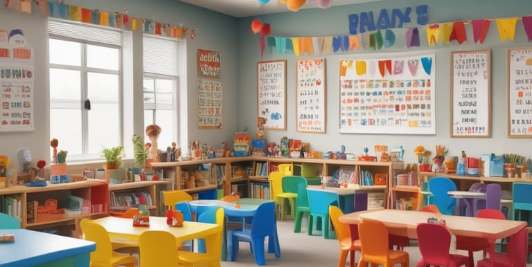 Happy kids playing together in a colorful outdoor play area at our Ghodasar location.