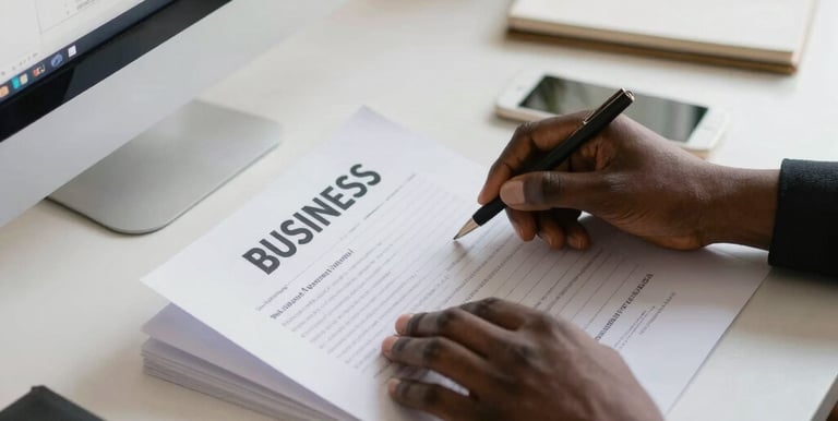 Close-up of hands typing on a laptop displaying the SAM.gov registration page.
