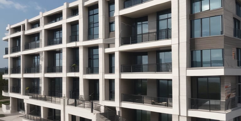 Modern industrial warehouse under construction with cranes and workers.