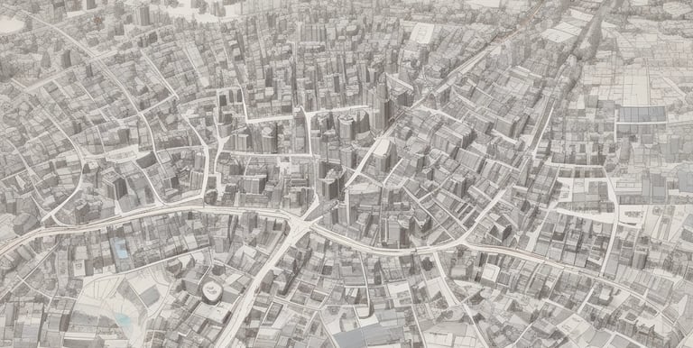 Modern architectural blueprint spread on a white desk with a red pen.