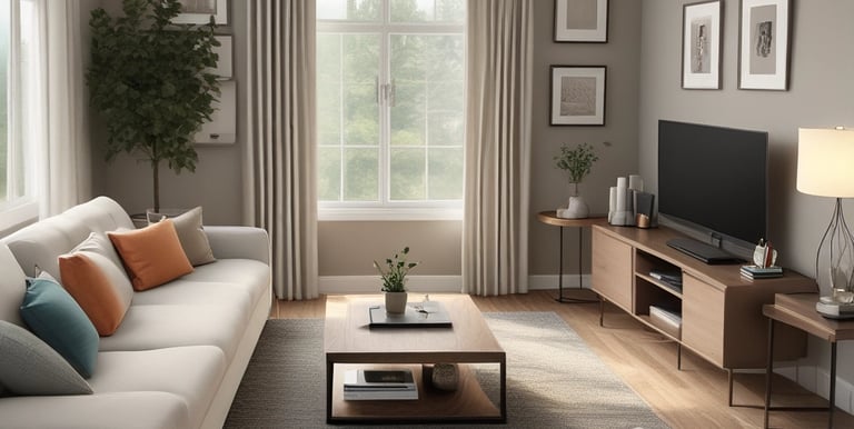 A patient resting comfortably in a hospital bed at home with a single IV pump, inside a cozy living room setting in the USA.