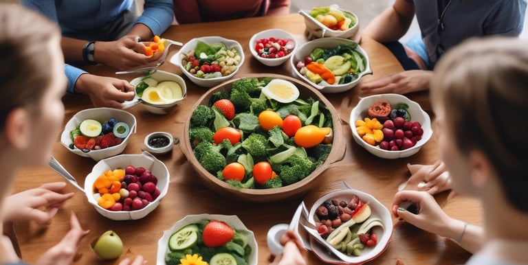 A vibrant display of fresh fruits and vegetables symbolizing healthy nutrition.
