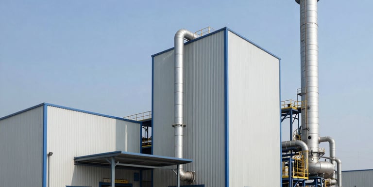 Patrol vehicle driving through a commercial area during nighttime with flashing lights.