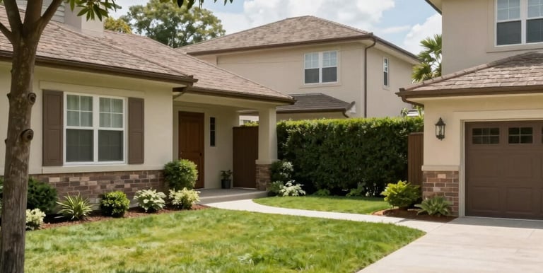 Security guard monitoring a residential property at dusk with advanced surveillance equipment.
