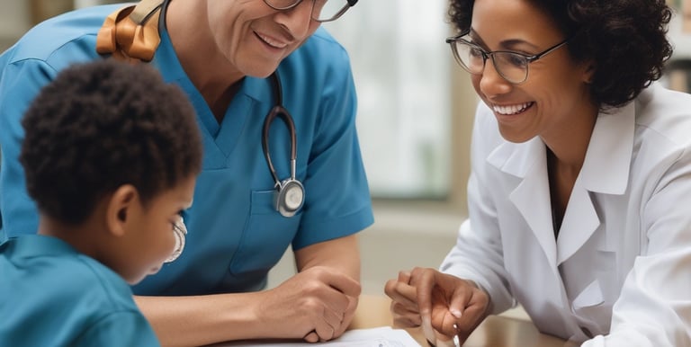 A compassionate nurse assisting an elderly patient with home care in a cozy living room.