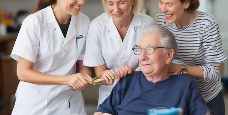 A nurse conducting a telehealth consultation with a patient using a tablet device.