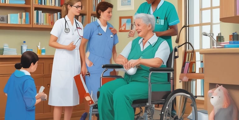 A nurse conducting a telehealth consultation with a patient using a tablet device.