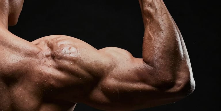 Woman stretching in a forest path.