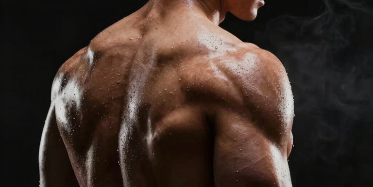Woman stretching in a forest path.