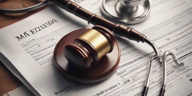 A courtroom setting with a judge and lawyers.