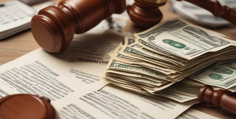 A courtroom setting with a judge and lawyers.