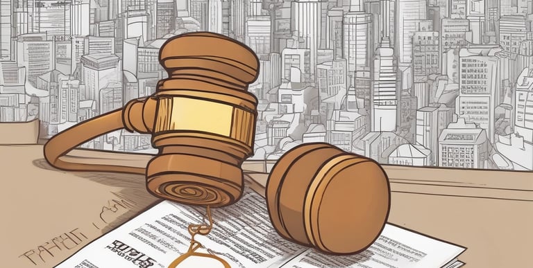 A courtroom setting with a judge and lawyers.