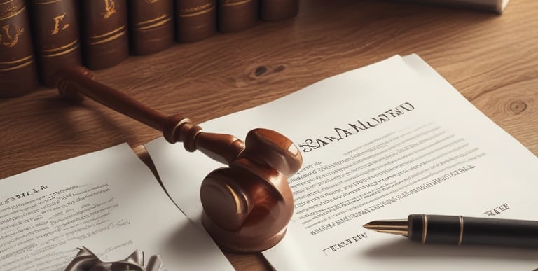 A courtroom setting with a judge and lawyers.