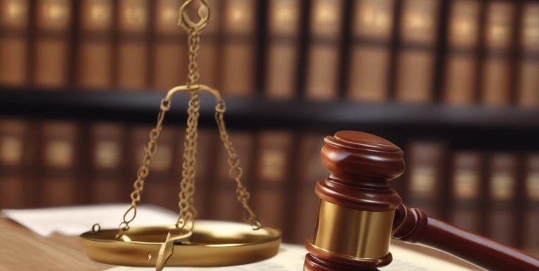 A courtroom setting with a judge and lawyers.