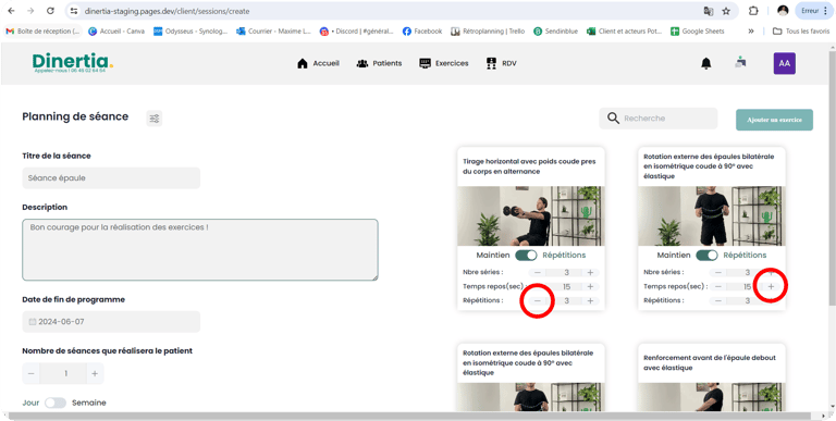 Choisir la posologie de chaque mouvements