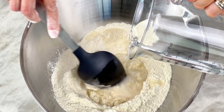Combine flours and yeast with some room temperature water