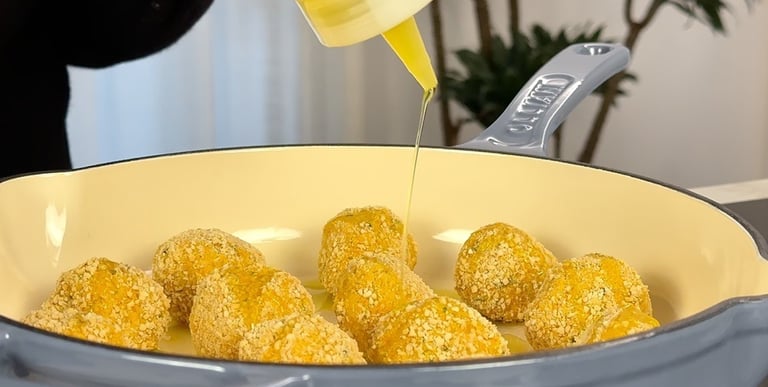 Drizzle a small amount of extra virgin olive oil over each veggie bite