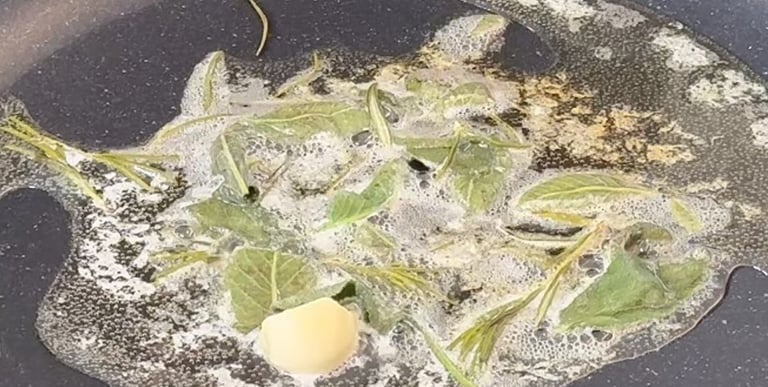 Herb-infused butter until fragrant