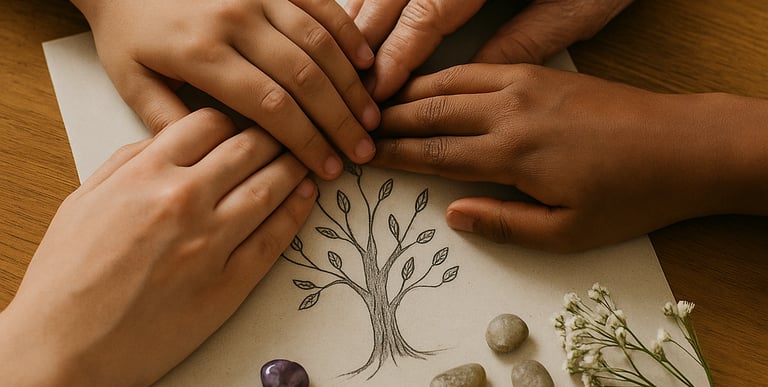 Curso de Formação Completa em Constelação Familiar da Solução de Impacto, com mãos unidas.